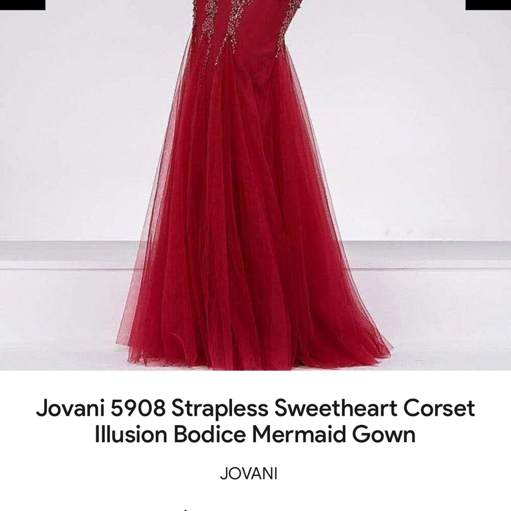Jovani dress, altered slightly. Hemmed. Fit 5’2” with 3 inch heels. - Picture 2 of 6